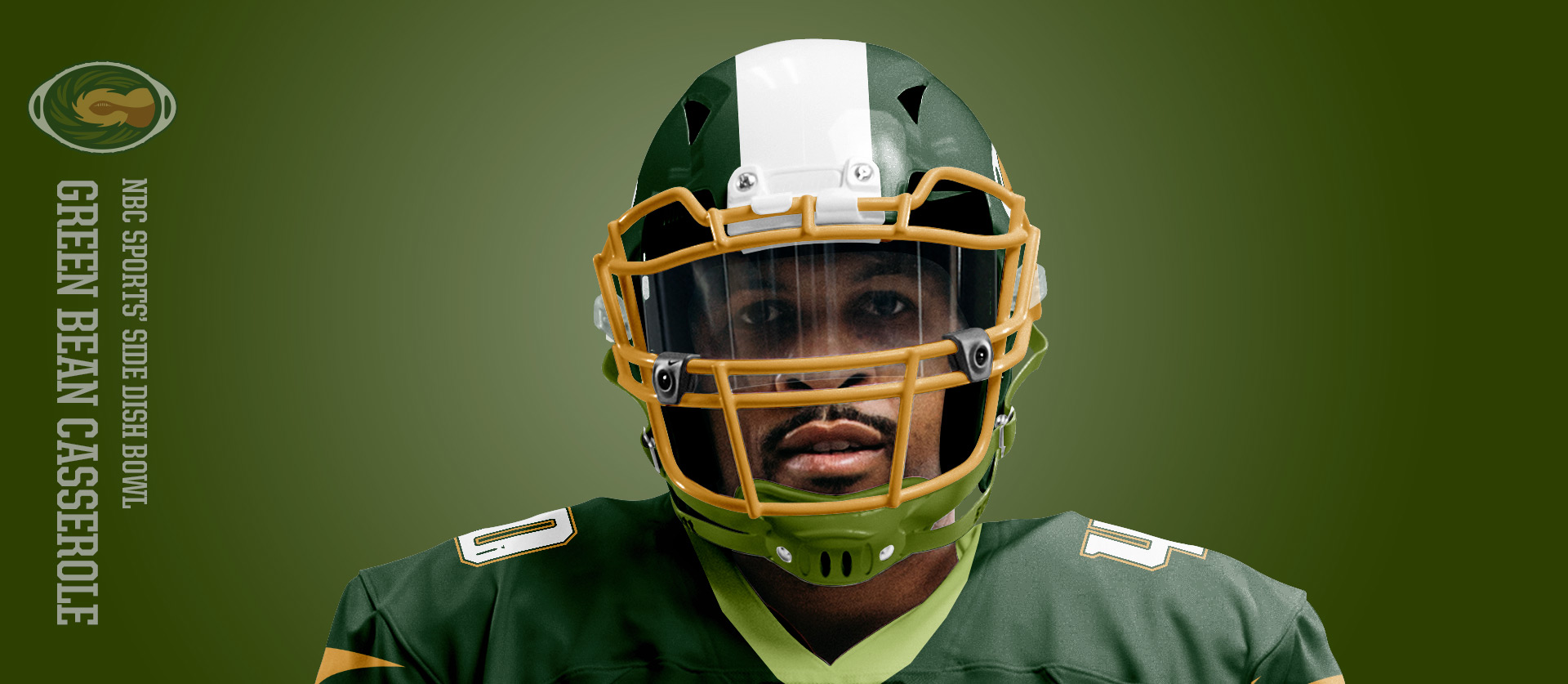 Green Bean Casseroles Helmet Front - Football Uniform Design for NBC Sports Thanksgiving Side Dish Bowl