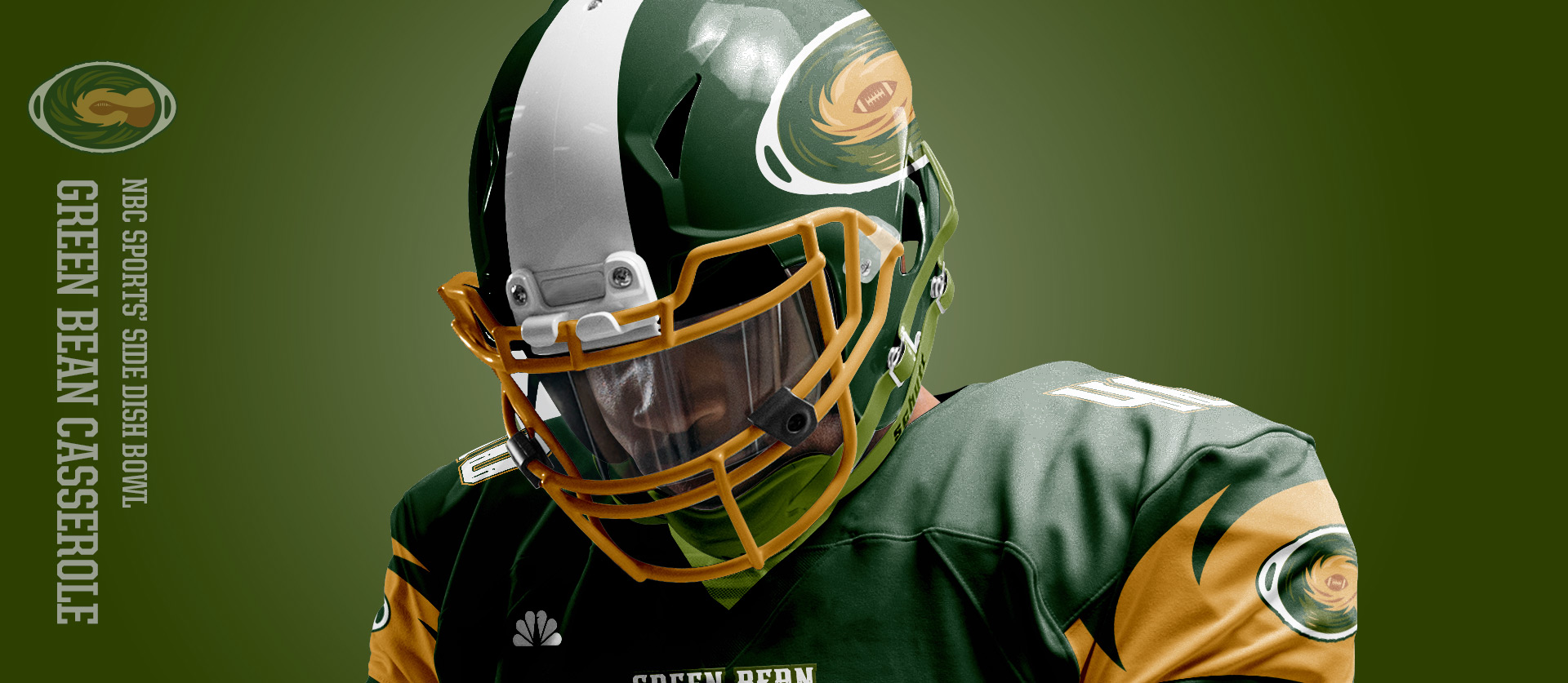 Green Bean Casseroles Helment - Football Uniform Design for NBC Sports Thanksgiving Side Dish Bowl