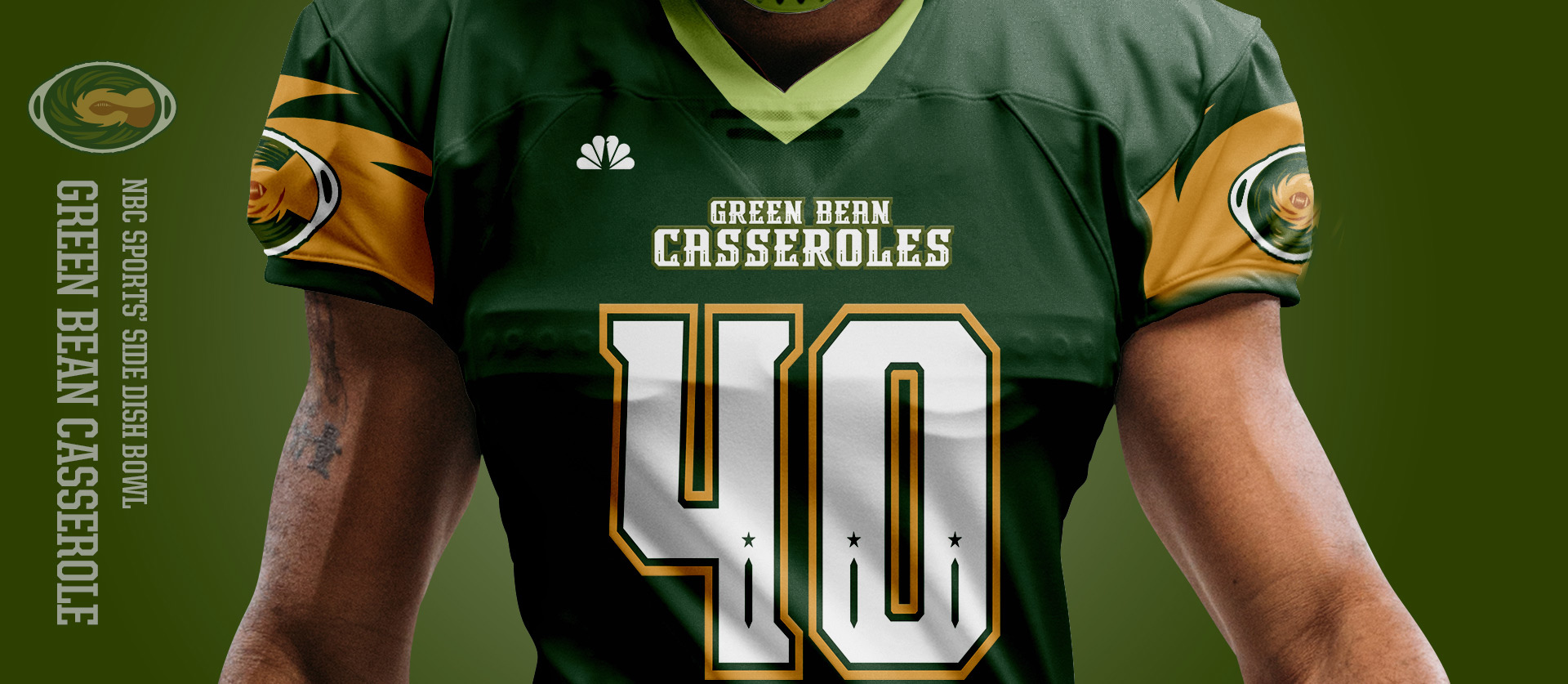 Green Bean Casseroles Front - Football Uniform Design for NBC Sports Thanksgiving Side Dish Bowl