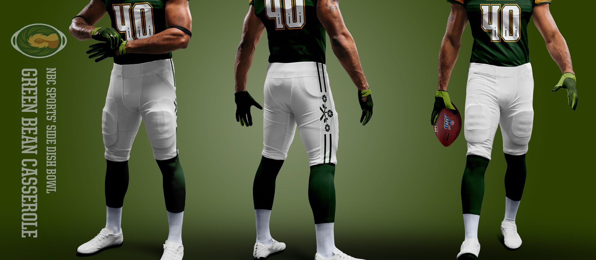 Green Bean Casseroles Bottoms - Football Uniform Design for NBC Sports Thanksgiving Side Dish Bowl