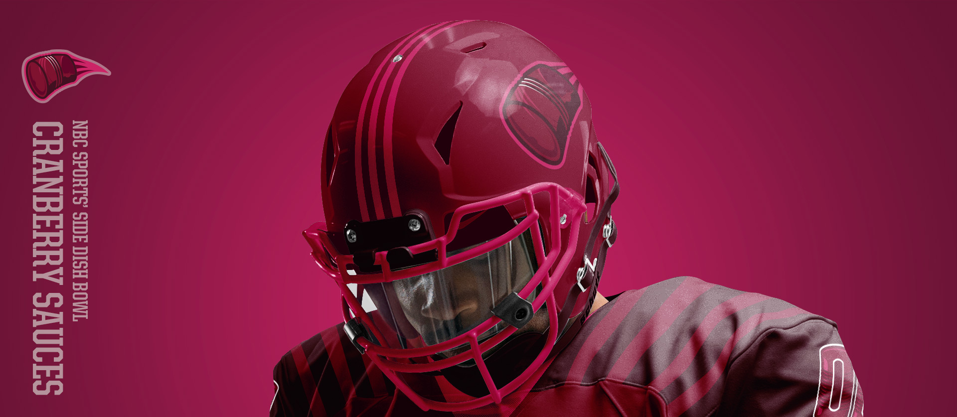 Cranberry Sauces Helmet Frontside - Football Uniform Design for NBC Sports Thanksgiving Side Dish Bowl