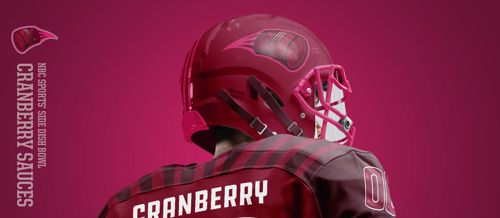 Cranberry Sauces Helmet Backside - Football Uniform Design for NBC Sports Thanksgiving Side Dish Bowl