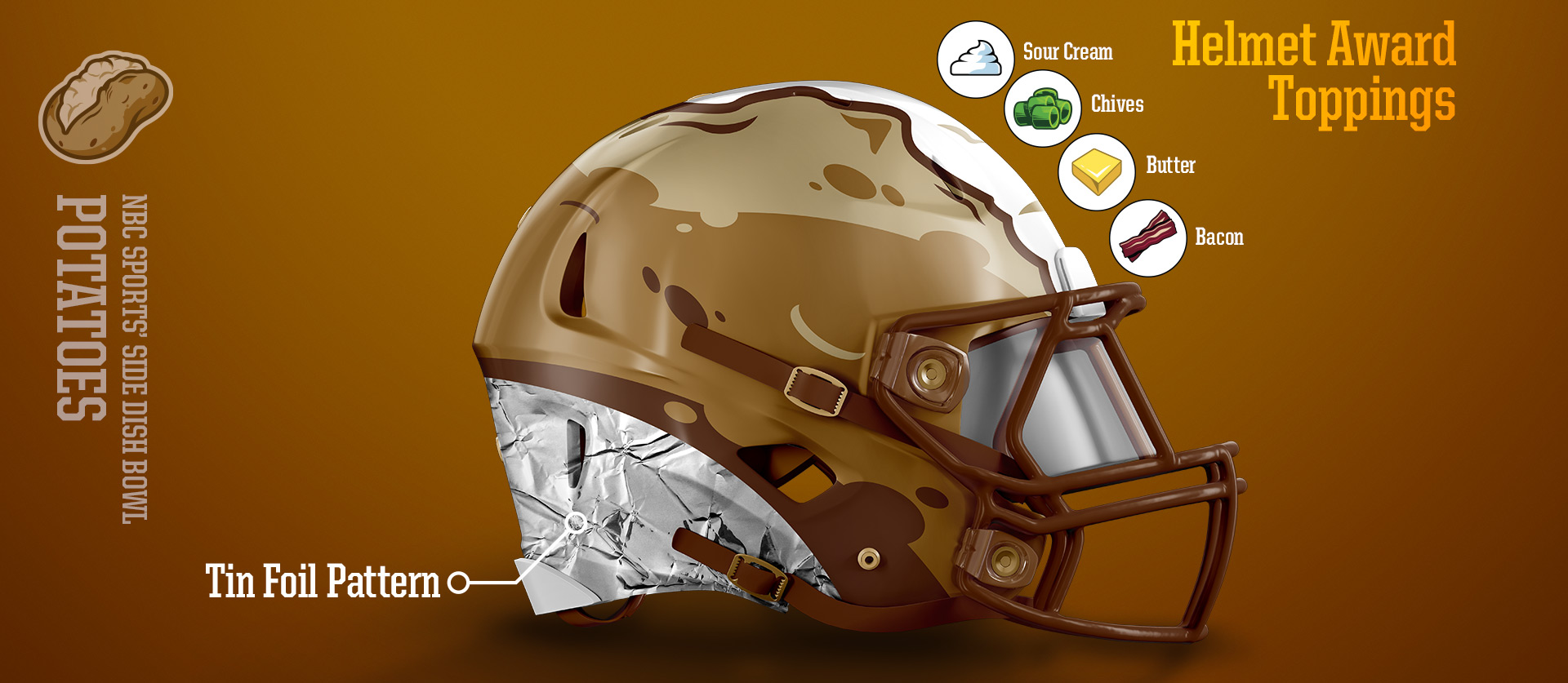 Potatoes Helmet Side View - Football Uniform Design for NBC Sports Thanksgiving Side Dish Bowl