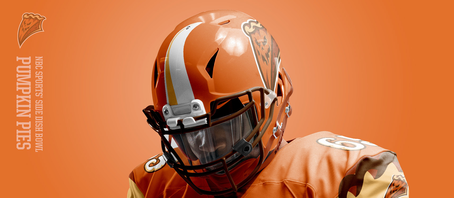 Pumpkin Pies Helmet Frontside - Football Uniform Design for NBC Sports Thanksgiving Side Dish Bowl