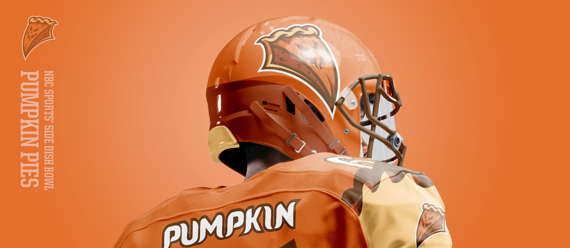 Pumpkin Pies Helmet Backside - Football Uniform Design for NBC Sports Thanksgiving Side Dish Bowl