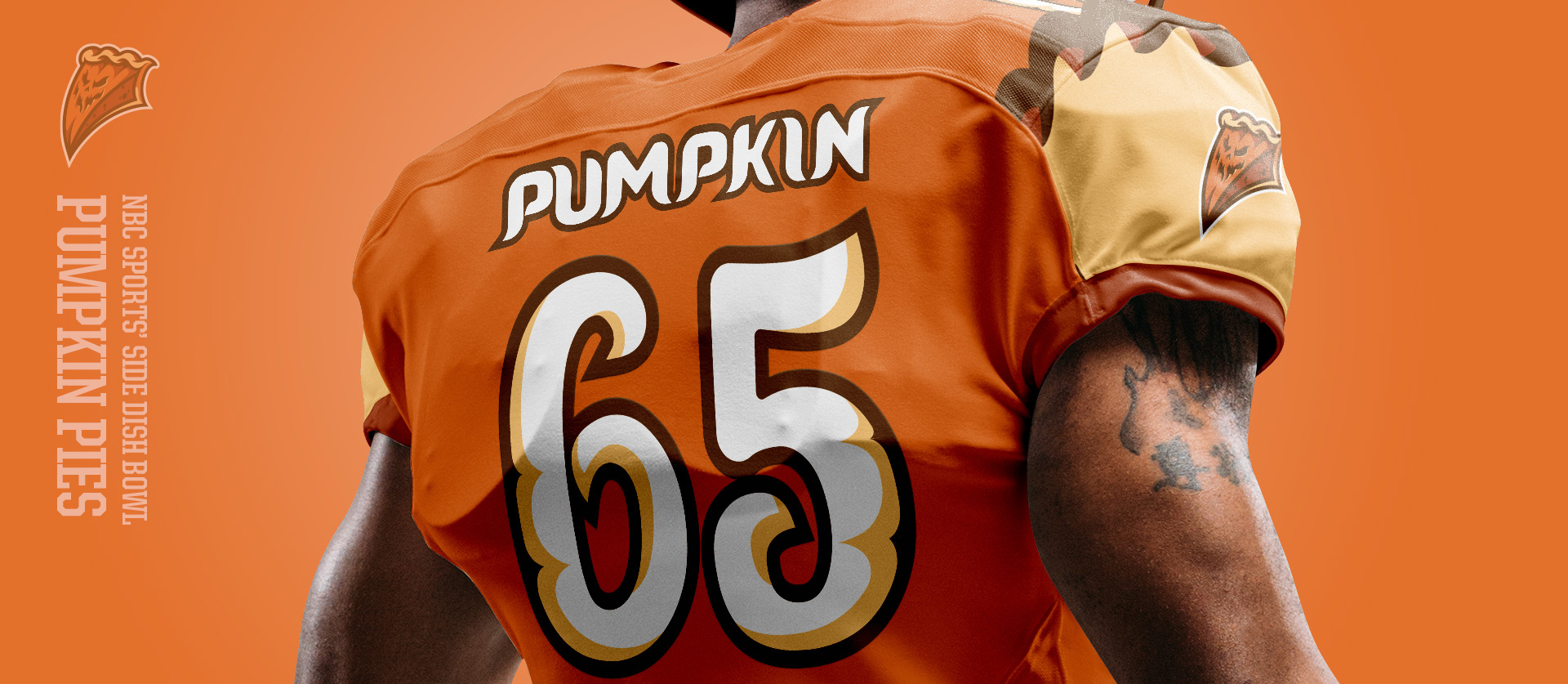 Pumpkin Pies Back - Football Uniform Design for NBC Sports Thanksgiving Side Dish Bowl