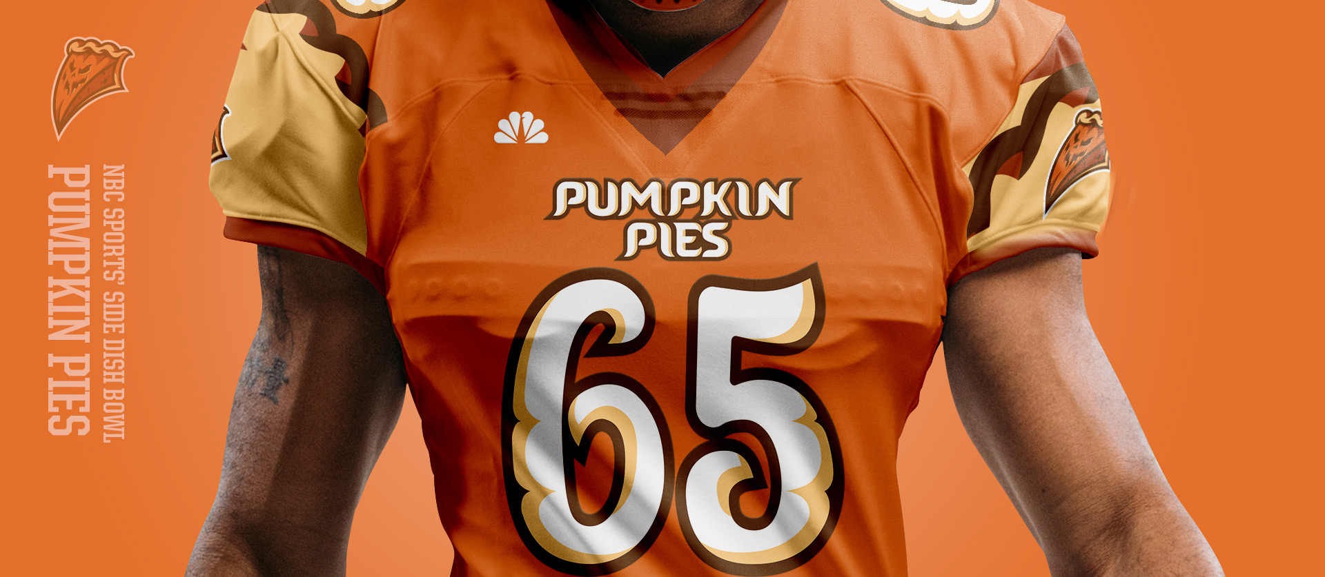 Pumpkin Pies Front - Football Uniform Design for NBC Sports Thanksgiving Side Dish Bowl