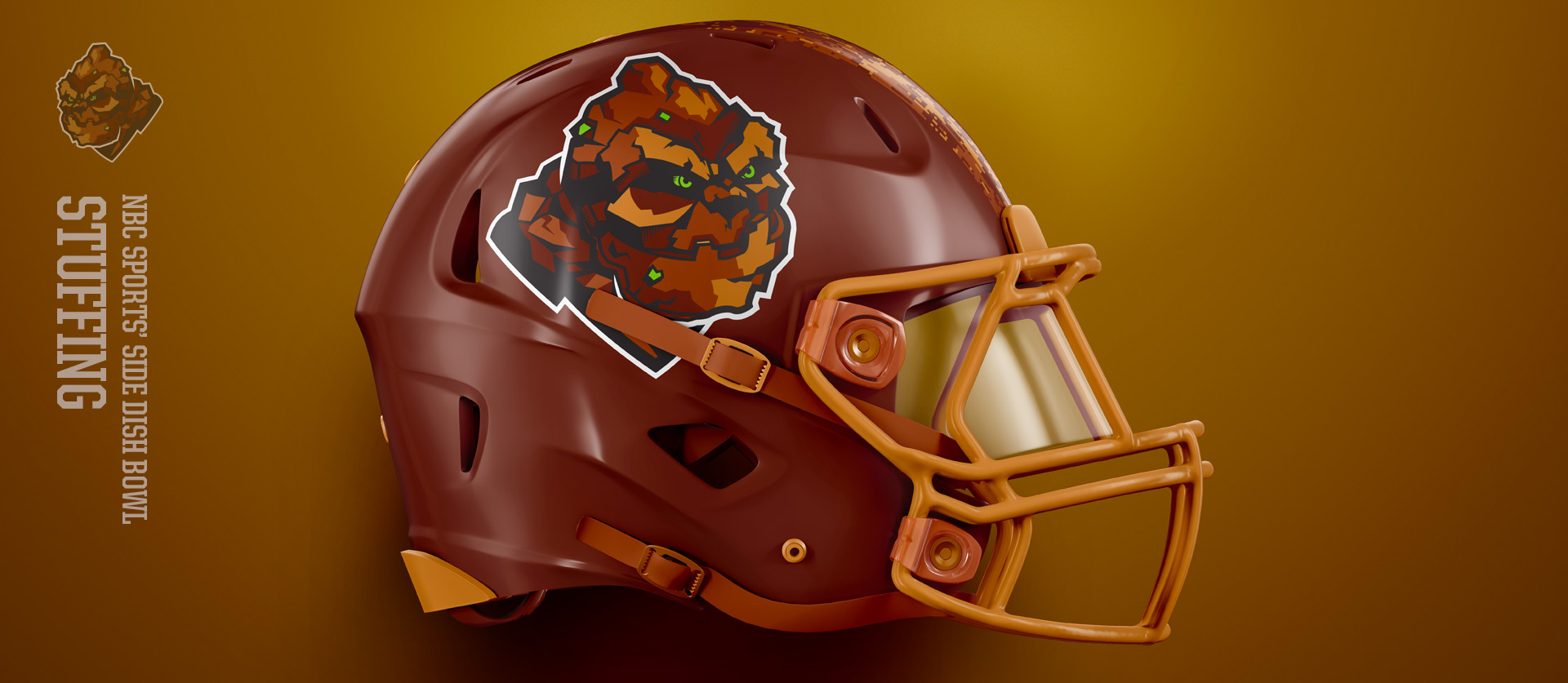 Stuffing Helmet Side View - Football Uniform Design for NBC Sports Thanksgiving Side Dish Bowl