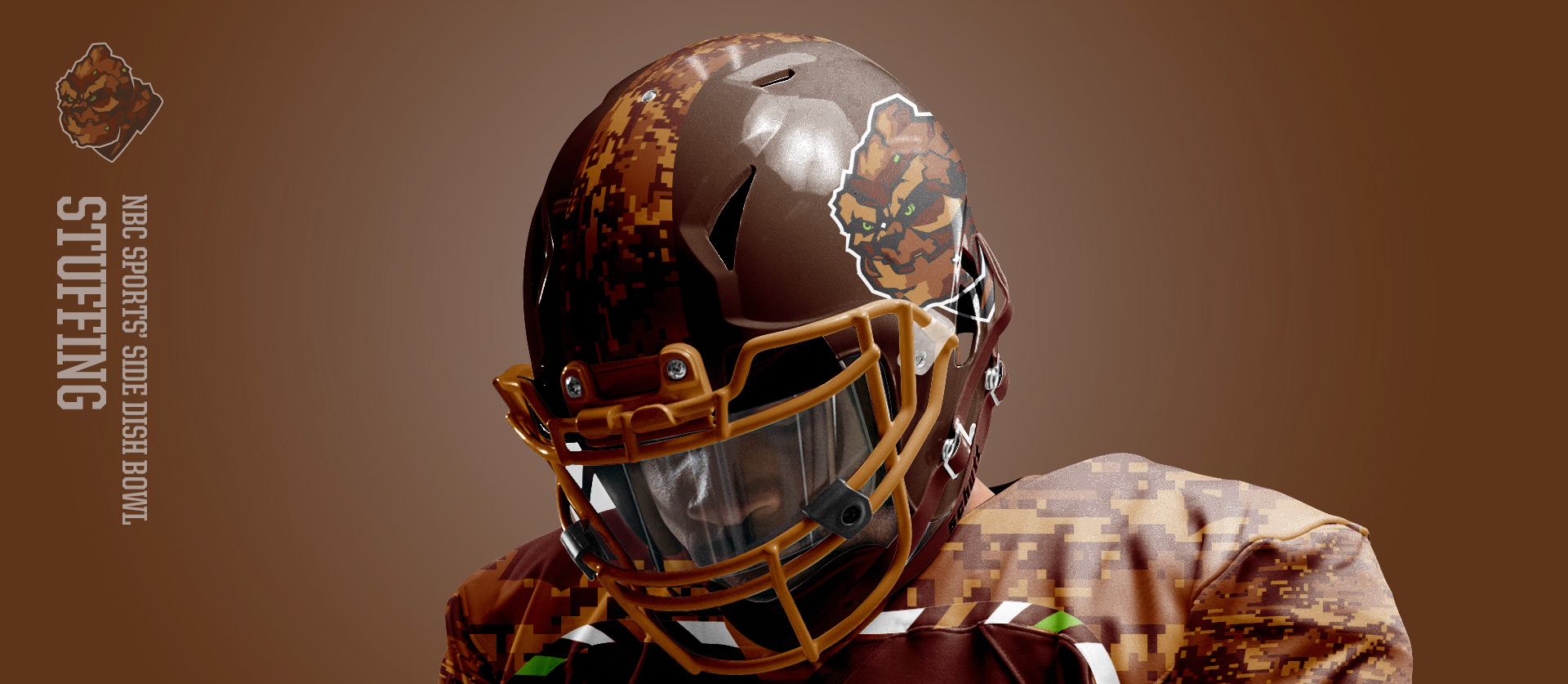 Stuffing Helmet Frontside - Football Uniform Design for NBC Sports Thanksgiving Side Dish Bowl