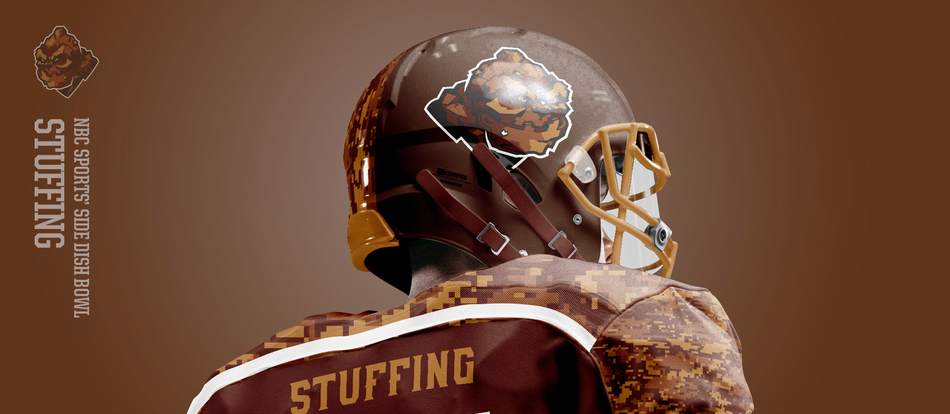 Stuffing Helmet Backside - Football Uniform Design for NBC Sports Thanksgiving Side Dish Bowl