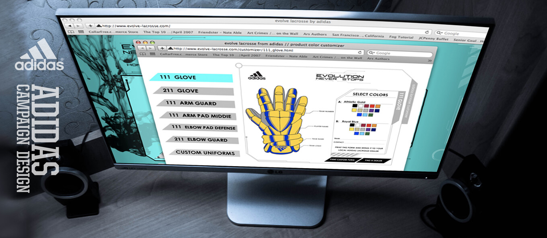interactive website design for adidas lacrosse